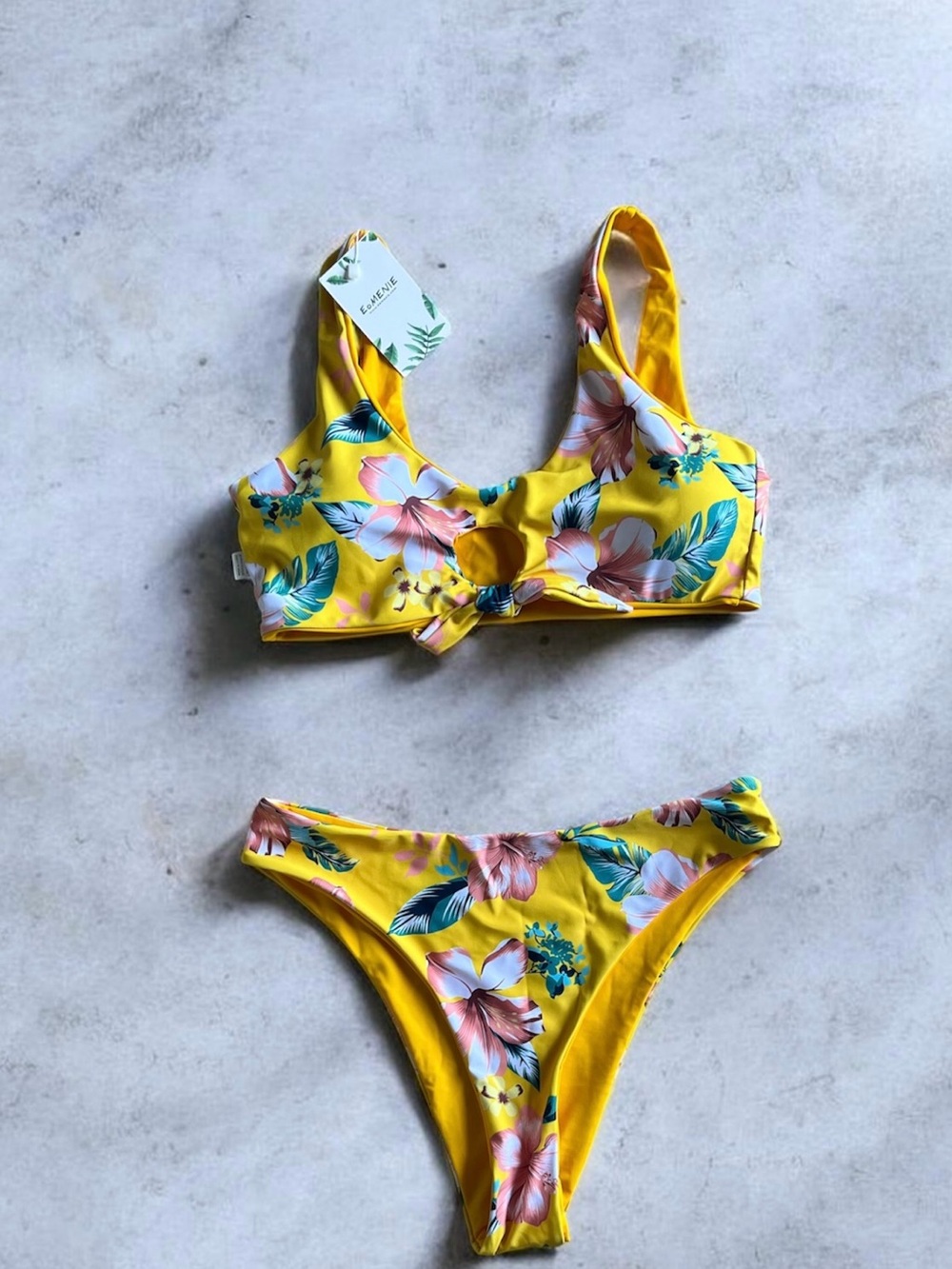 Eomenie Reversible Yellow Floral Cutout Bikini